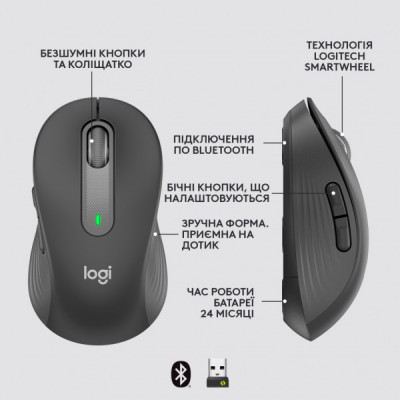 Мишка Logitech Signature M650 L Wireless Mouse for Business Graphite (910-006348)