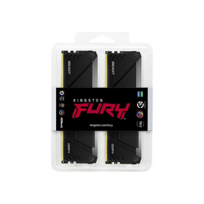 Модуль пам'яті для комп'ютера DDR5 16GB (2x8GB) 3600 MHz Beast RGB Kingston Fury (ex.HyperX) (KF436C17BB2AK2/16)