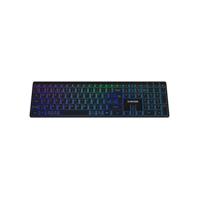 Клавіатура Canyon HKB-W11 Slim Dual Mode Wireless/Bluetooth RGB UA Black (CNS-HBTK11B)