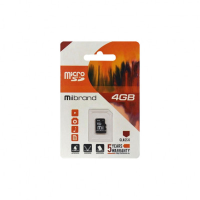 Карта пам'яті Mibrand 4GB microSDHC class 6 Без адаптера (MICDC6/4GB)