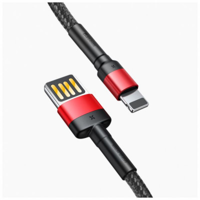 Дата кабель USB 2.0 AM to Lightning 1.0m Cafule Special Edition 2.4A Black-Red Baseus (CALKLF-G91)