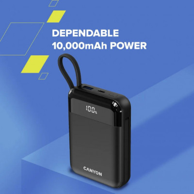 Батарея універсальна Canyon 10000mAh OnPower 104 PD/20W, QC/22.5W built-in cable Black (CNS-CPB104B) Батарея універсальна Canyon 10000mAh OnPower 104 PD/20W, QC/22.5W built-in cable Black (CNS-CPB104B)