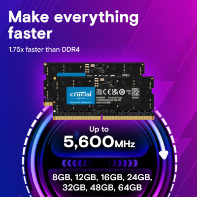 Модуль пам'яті для ноутбука SoDIMM DDR5 64GB (2x32GB) 4800 MHz Micron (CT2K32G48C40S5)