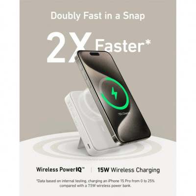 Батарея універсальна Anker MagGo 10000mAh, Qi2/15W, PD, 27W, USB-C, white (A1654G21)