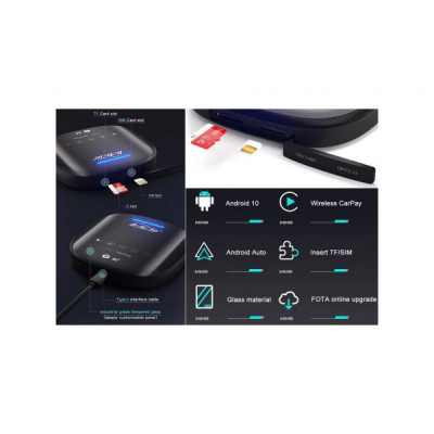 FM модулятор HiSmart CarPlay Android AI, 4G LTE, 8 ГБ + 128 ГБ (BS330409)