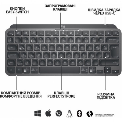 Клавіатура Logitech MX Keys Mini Wireless Illuminated Graphite (920-010501)