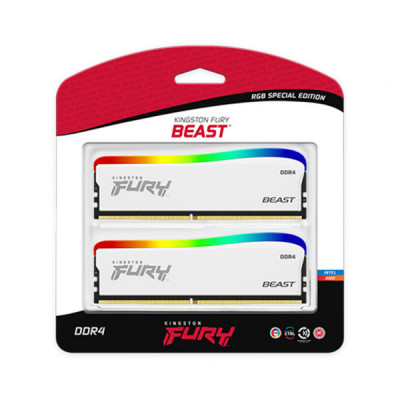 Модуль пам'яті для комп'ютера DDR4 32GB (2x16GB) 3600 MHz Beast White RGB SE Kingston Fury (ex.HyperX) (KF436C18BWAK2/32)