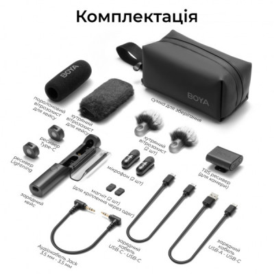 Мікрофон Boya Magic-02 Type-C/Lightning Black (Magic-02) Мікрофон Boya Magic-02 Type-C/Lightning Black (Magic-02)