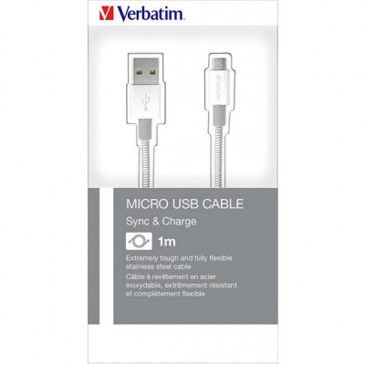 Дата кабель USB 2.0 AM to Micro 5P 1.0m silver Verbatim (48862)