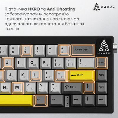 Клавіатура Ajazz AK650 Moon Yellow Switch USB UA Black/Grey/Yellow (AK650-MY-GWY)