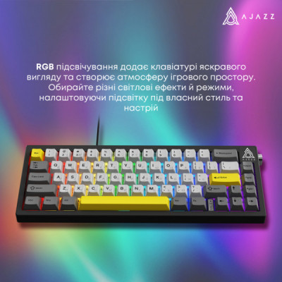Клавіатура Ajazz AK650 Moon Yellow Switch USB UA Black/Grey/Yellow (AK650-MY-GWY)