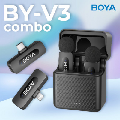 Мікрофон Boya BY-V3 combo Type-C/Lightning Black (BY-V3 Combo) Мікрофон Boya BY-V3 combo Type-C/Lightning Black (BY-V3 Combo)