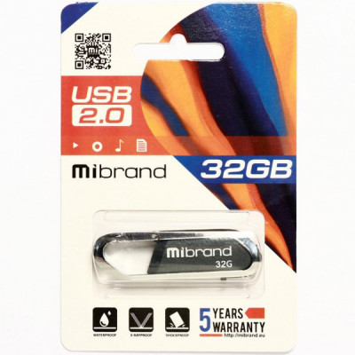 USB флеш накопичувач Mibrand 32GB Aligator Grey USB 2.0 (MI2.0/AL32U7G)