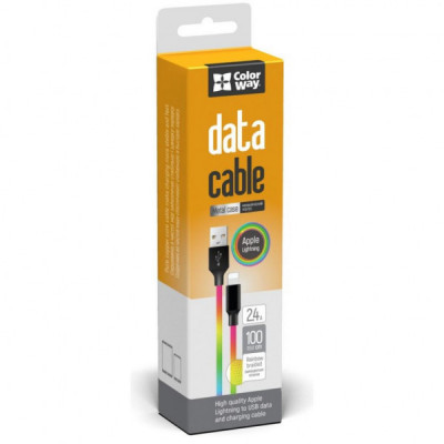 Дата кабель USB 2.0 AM to Lightning 1.0m multicolor ColorWay (CW-CBUL016-MC)