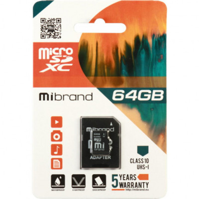 Карта пам'яті Mibrand 64GB microSDXC class 10 UHS-I (MICDXU1/64GB-A)