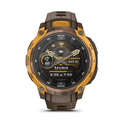 Смарт-годинник Garmin Instinct Crossover AMOLED, BronzeSunburst/Cocoa, GPS смарт-годинник (010-03398-01)