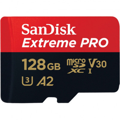 Карта пам'яті SanDisk 128 GB microSDXC UHS-I U3 Extreme Pro+SD Adapter (SDSQXCD-128G-GN6MA)