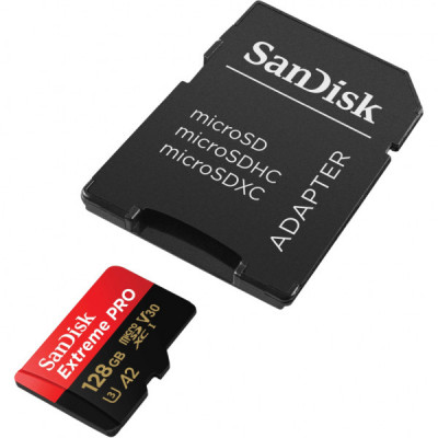 Карта пам'яті SanDisk 128 GB microSDXC UHS-I U3 Extreme Pro+SD Adapter (SDSQXCD-128G-GN6MA)