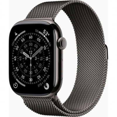 Смарт-годинник Apple Watch Series 11 GPS + Cellular 46mm Slate Titanium Case with Slate Milanese Loop - M/L (MFD44RK/A)