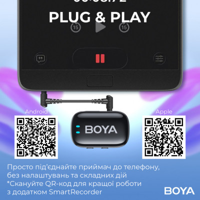 Мікрофон Boya mini-18 3,5 мм/TRS/Type-C Black (mini-18) Мікрофон Boya mini-18 3,5 мм/TRS/Type-C Black (mini-18)