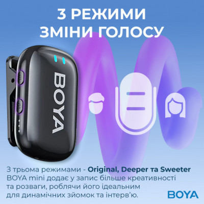 Мікрофон Boya mini-18 3,5 мм/TRS/Type-C Black (mini-18) Мікрофон Boya mini-18 3,5 мм/TRS/Type-C Black (mini-18)