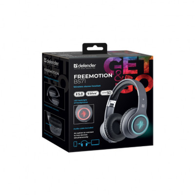 Навушники Defender FreeMotion B571 LED Bluetooth Gray (63571)