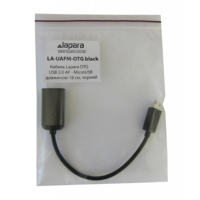 Дата кабель OTG USB 2.0 AF to Micro 5P 0.16m Lapara (LA-UAFM-OTG black)