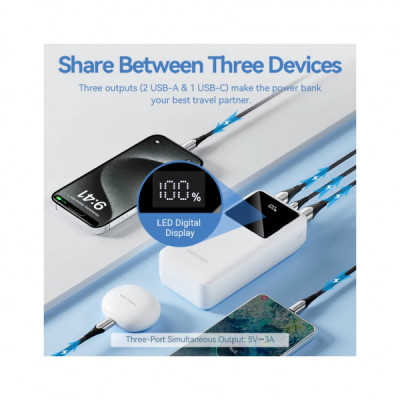 Батарея універсальна Vention 30000 mAh 22.5W Black LED Display Type (FHMB0)