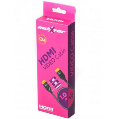 Кабель мультимедійний HDMI to HDMI 1.0m Maxxter (VB-HDMI4-1M)