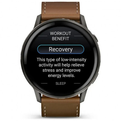 Смарт-годинник Garmin Venu 4 (45mm), Black w/ Slate + Leather, GPS смарт-годинник (010-03014-03)