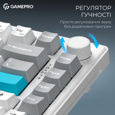 Клавіатура GamePro Asgard Yord Wireless/Bluetooth/USB UA White (MK266WH)