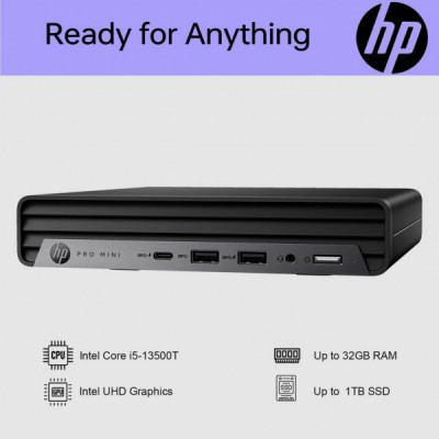 Комп'ютер HP Pro 400 G9 Mini / i3-13100T, 8, 512, WiFi, кл+м (885G3EA)