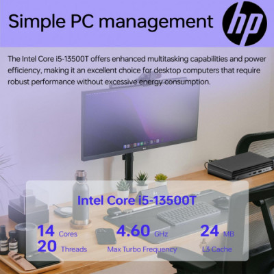 Комп'ютер HP Pro 400 G9 Mini / i3-13100T, 8, 512, WiFi, кл+м (885G3EA)
