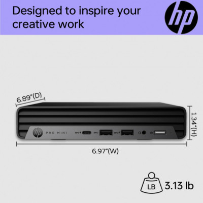 Комп'ютер HP Pro 400 G9 Mini / i3-13100T, 8, 512, WiFi, кл+м (885G3EA)