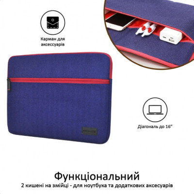Чохол до ноутбука Promate 16" Portfolio-L Blue (portfolio-l.blue)