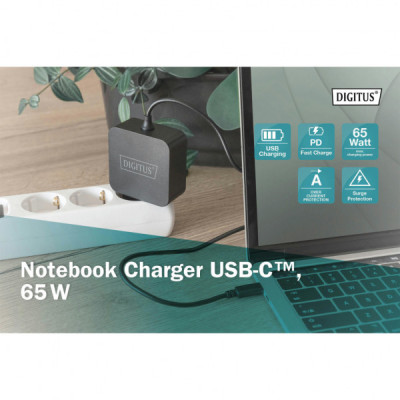 Блок живлення до ноутбуку Digitus 65W USB-C (DA-10071)