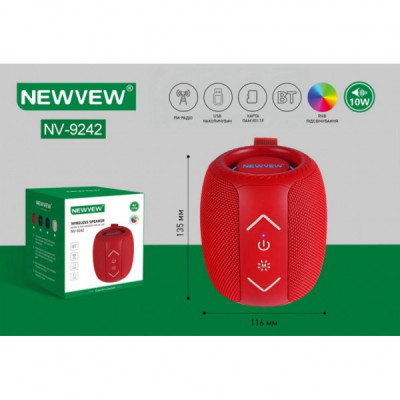 Акустична система NEWVEW NV-9242 BT/USB/TF/FM/TWS Red (NWVW-NV-9242-RD)