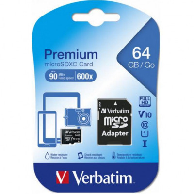 Карта пам'яті Verbatim 64GB microSDHC Class 10 (44084)