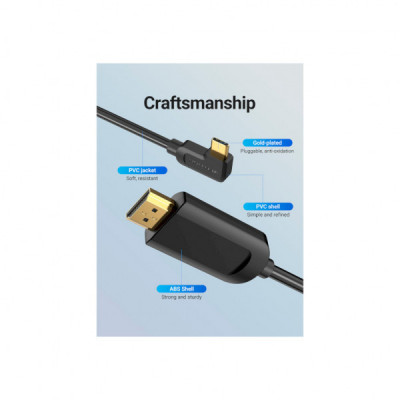 Кабель мультимедійний USB-C 3.1 to HDMI 1.5m 90° 4K 60 Гц PVC Black Vention (CGVBG)