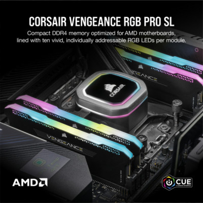 Модуль пам'яті для комп'ютера DDR4 16GB (2x8GGB) 3600 MHz Vengeance RGB Pro SL Black Corsair (CMH16GX4M2D3600C18)