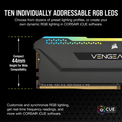 Модуль пам'яті для комп'ютера DDR4 16GB (2x8GGB) 3600 MHz Vengeance RGB Pro SL Black Corsair (CMH16GX4M2D3600C18)