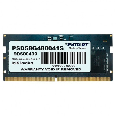 Модуль пам'яті для ноутбука SoDIMM DDR5 8GB 4800 MHz Patriot (PSD58G480041S)