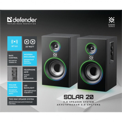 Акустична система Defender Solar 20 Bluetooth Black (65721) Акустична система Defender Solar 20 Bluetooth Black (65721)