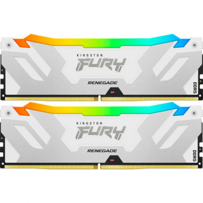 Модуль пам'яті для комп'ютера DDR5 64GB (2x32GB) 6400 MHz Renegade RGB White XMP Kingston Fury (ex.HyperX) (KF564C32RWAK2-64)