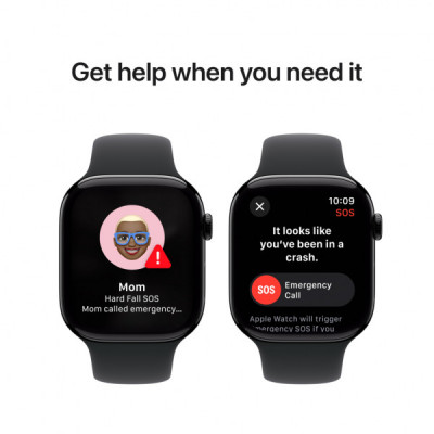 Смарт-годинник Apple Watch Series 10 GPS + Cellular 42mm Jet Black Aluminium Case with Black Sport Band - S/M (MWX63QH/A)