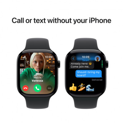 Смарт-годинник Apple Watch Series 10 GPS + Cellular 42mm Jet Black Aluminium Case with Black Sport Band - S/M (MWX63QH/A)