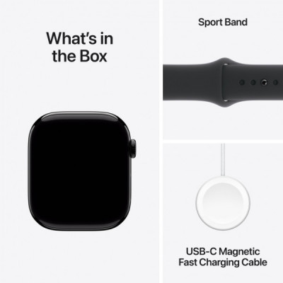 Смарт-годинник Apple Watch Series 10 GPS + Cellular 42mm Jet Black Aluminium Case with Black Sport Band - S/M (MWX63QH/A)