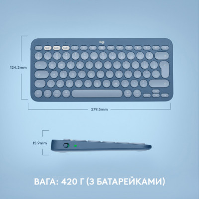 Клавіатура Logitech K380 for MAC Multi-Device Bluetooth UA Blueberry (920-011180)