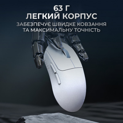 Мишка Ajazz AJ199 MAX Carbon fiber Wireless/Bluetooth/USB White (AJ199-MAX-W)