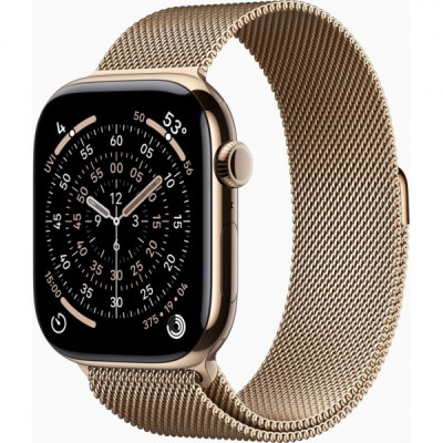 Смарт-годинник Apple Watch Series 11 GPS + Cellular 46mm Gold Titanium Case with Gold Milanese Loop - S/M (MFD74RK/A)